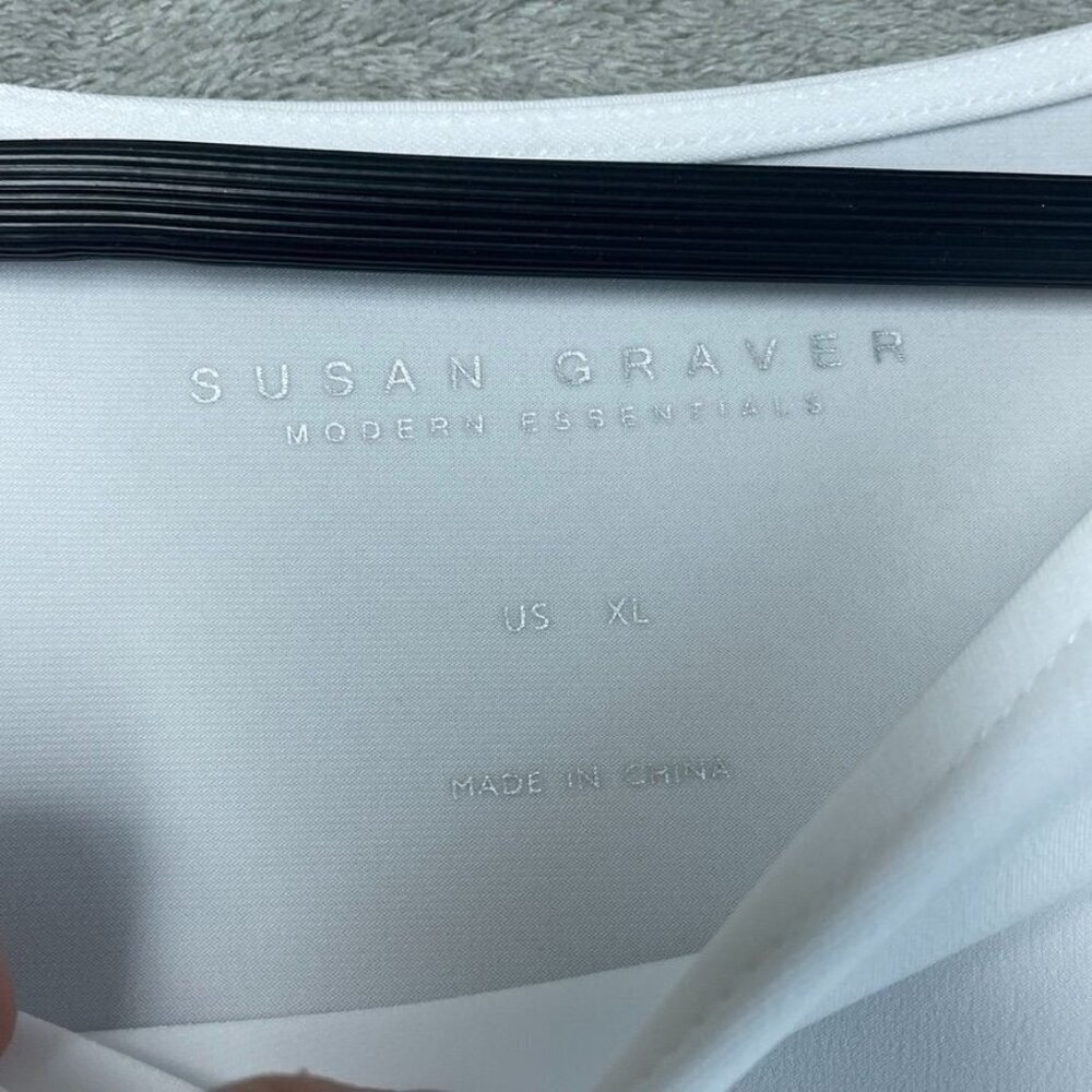 Susan Graver Womens White Tunic Top Size XL Stretch Fabric a1647 - Picture 2 of 7